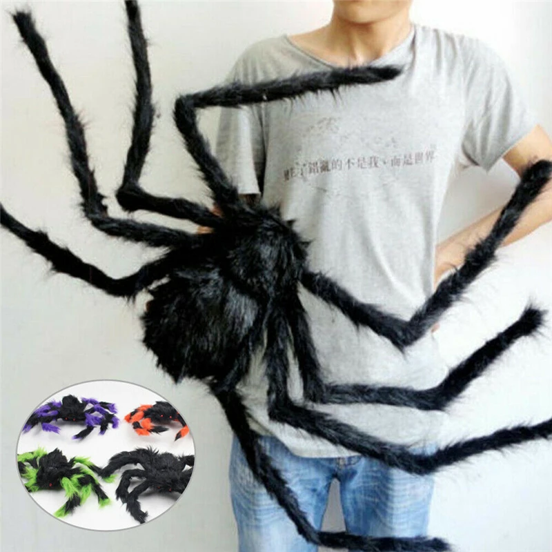 Halloween Large Size Plush Spider Made of Wire and Scary Funny Party Decor Haunted House Props Colorful Spiders | Дом и сад