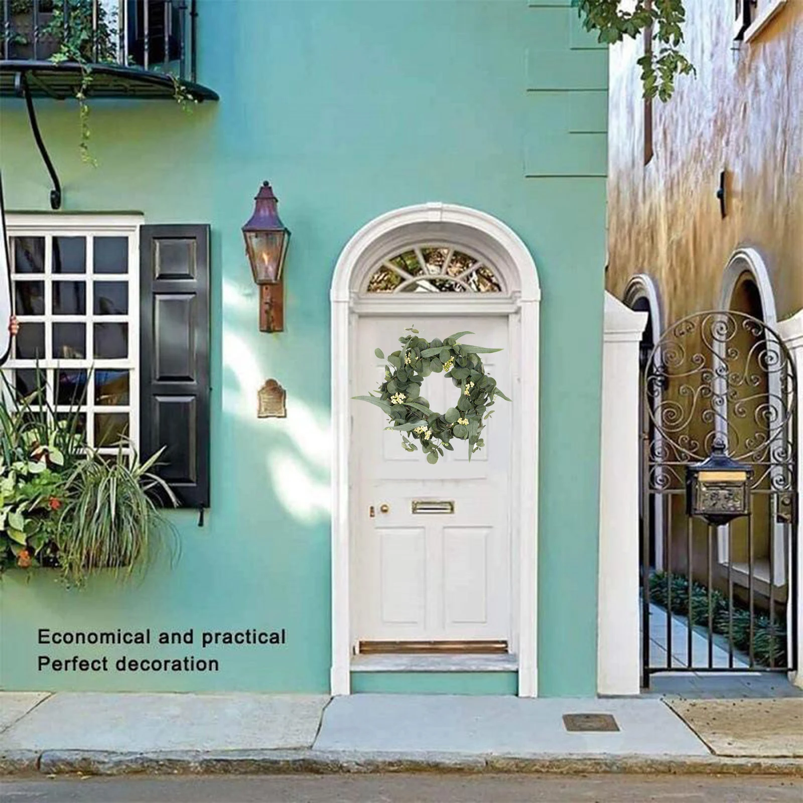 

Венок из искусственного эвкалипта, весенний венок с листьями для внутреннего и наружного декора гостиной, входной двери