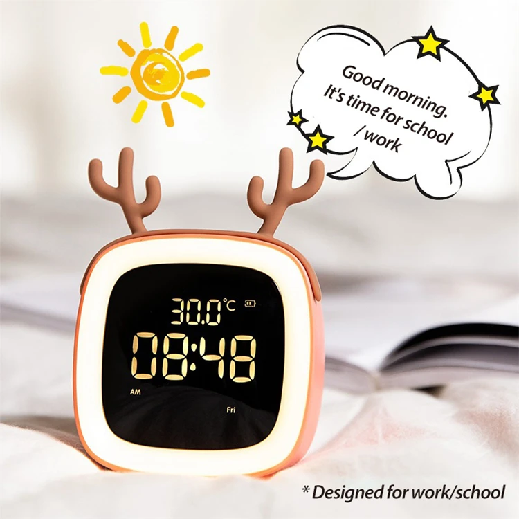 Xiaomi Youpin Creative LED Night Light with Thermometer Bedside Alarm Clock Bedroom Gift USB Rechargeable Digital 5 Styles | Электроника