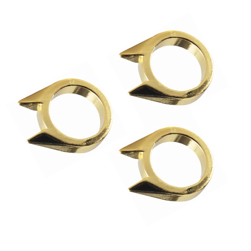 Gold 3Pcs Для женщин, для женщин, для выживания, для борьбы, для повседневного использования, инструмент для самообороны, для улицы, аварийный выключатель для окна, защита пальцев, оружие, кольцо - Цвет: Gold 3Pcs