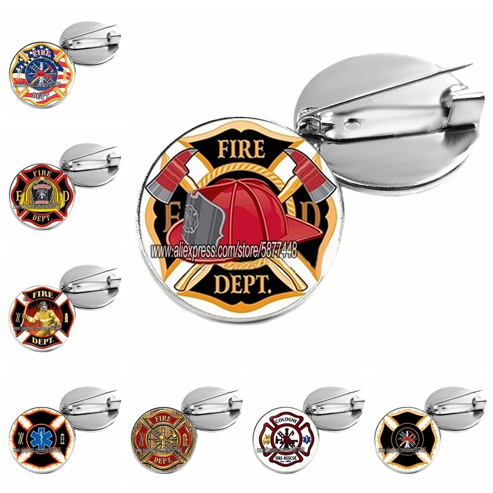 Модная стеклянная брошь Fire Dept булавка огнетушитель значок с топором на шлем