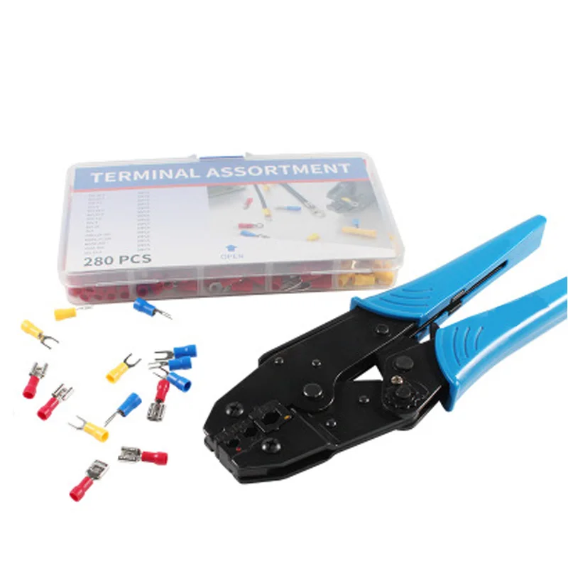

crimping plier and insulated terminal set ratchet crimping tool insulated terminal 0.5-6mm2 insulated crimping tool