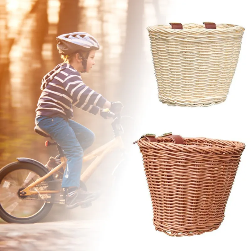 

Children's Vintage Rattan Bicycle Baskets Bicycle Balance Car Baskets Bike Scooter Basket Kids Bike Cart Plastic Handbag