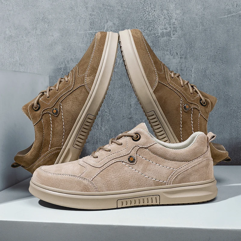 

ALCUBIEREE High Quality Mens Casual Shoes Man Lace-up Mens Skateboarding Shoes Pig Suede Round Toe Male Sneakers Trainers Shoes