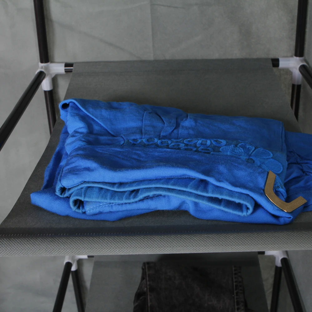 5 ярусный шкаф из нетканого материала с 12 отделениями портативный серый (133x46x170 см)