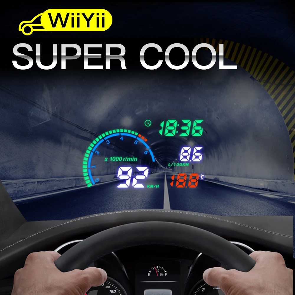 

WiiYii HUD Новый 5,8 "i9 Автомобильный дисплей на лобовое стекло светодиодный сканер OBD Предупреждение о превышении скорости
