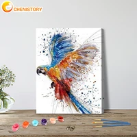 chenistory picture by number parrot wall art oil painting animal drawing canvas acrylic colour bird handpainted gift home decor