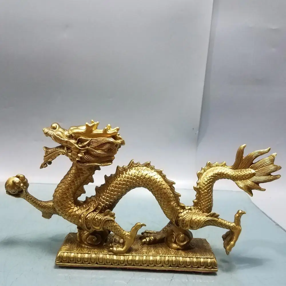 

Китайское свадебное украшение на удачу Seikos, красная Бронзовая статуя дракона Play Ball, Статуя китайского зодиака дракона, дракон play beads