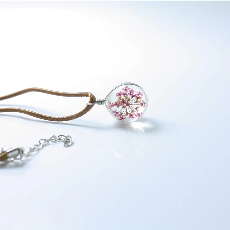 Женское Ожерелье Одуванчик/цветок ожерелье с подвеской в виде стеклянного шара