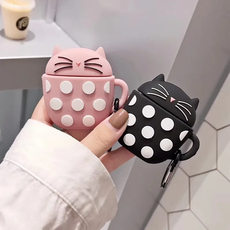 3D кожухи головных телефонов для AirPods чехол силиконовый милый мультфильм собака