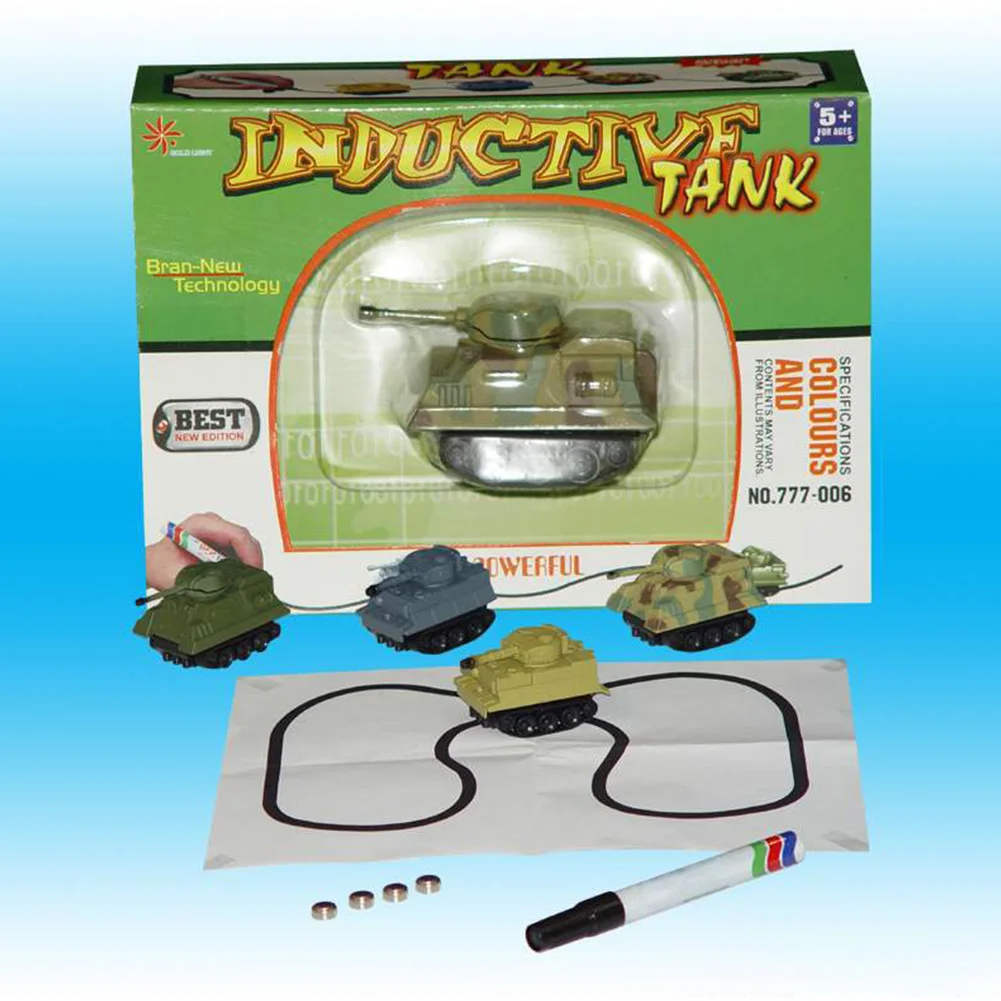 Подарки с ручкой Авто Индуктивная фигурка Забавный Мини Танк Индукционная рейка
