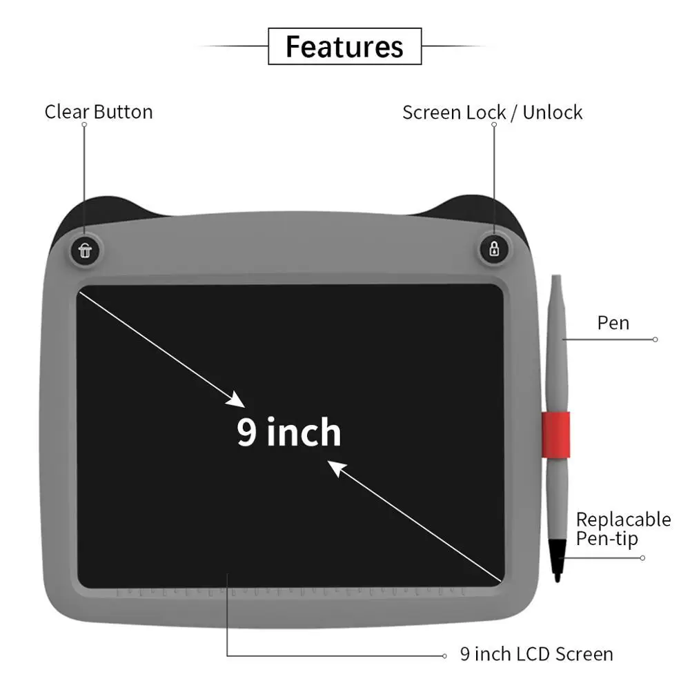 Планшет Графический 9 дюймов с ЖК экраном и стилусом|Записные книжки| |