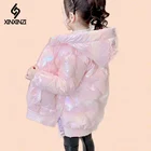 Промоакция, одежда для девочек, детская зимняя яркая Водонепроницаемая Стеганая куртка, Новое Детское пуховое хлопковое пальто, плотная теплая верхняя одежда, куртка