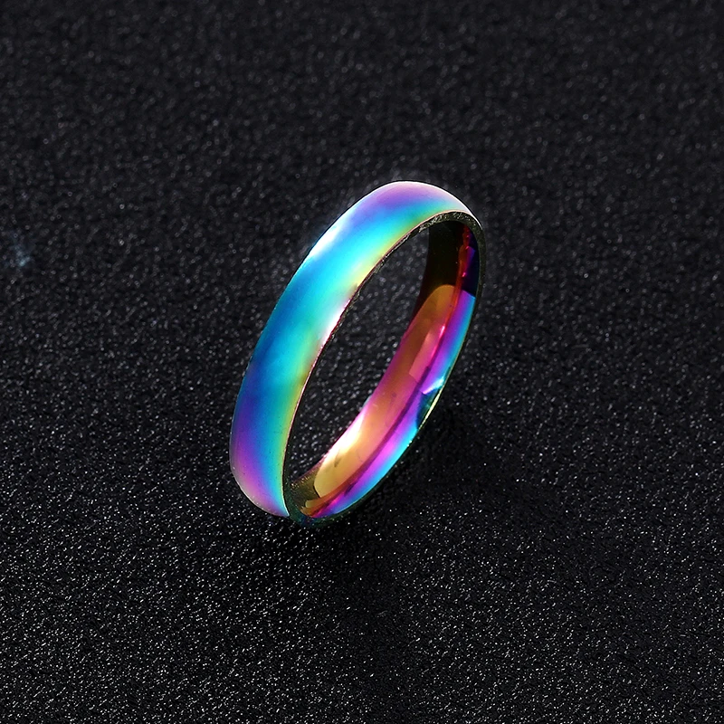 4mm Rainbow 4 мм 6 мм 316 титановая нержавеющая сталь пара кольцо серебряного цвета - Цвет основного камня: 4mm Rainbow