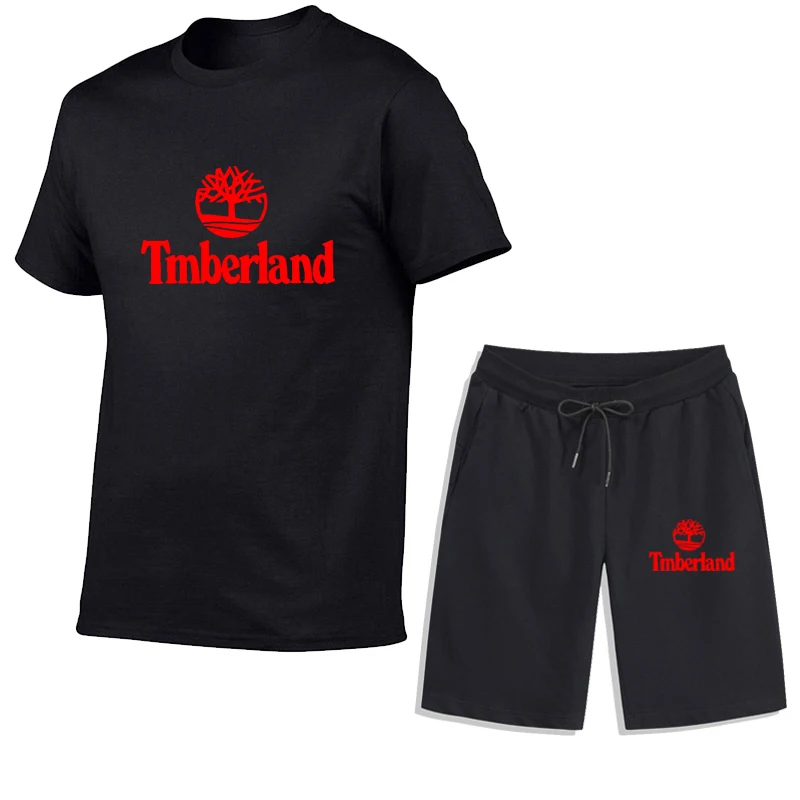 

2021 Fashion New Letter Printed Cotton Men's T-Shirt + Sports Shorts Set High Quality Cotton T-Shirt Sports Running Training Set