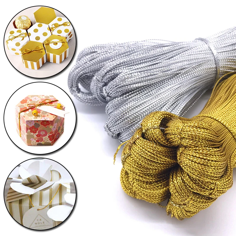 

100M Gold Silver Gift Packing Rope Christmas Wedding Cords Decor Rope Shinning Xmas Tree Decor Hanging Rope DIY Party Supplies