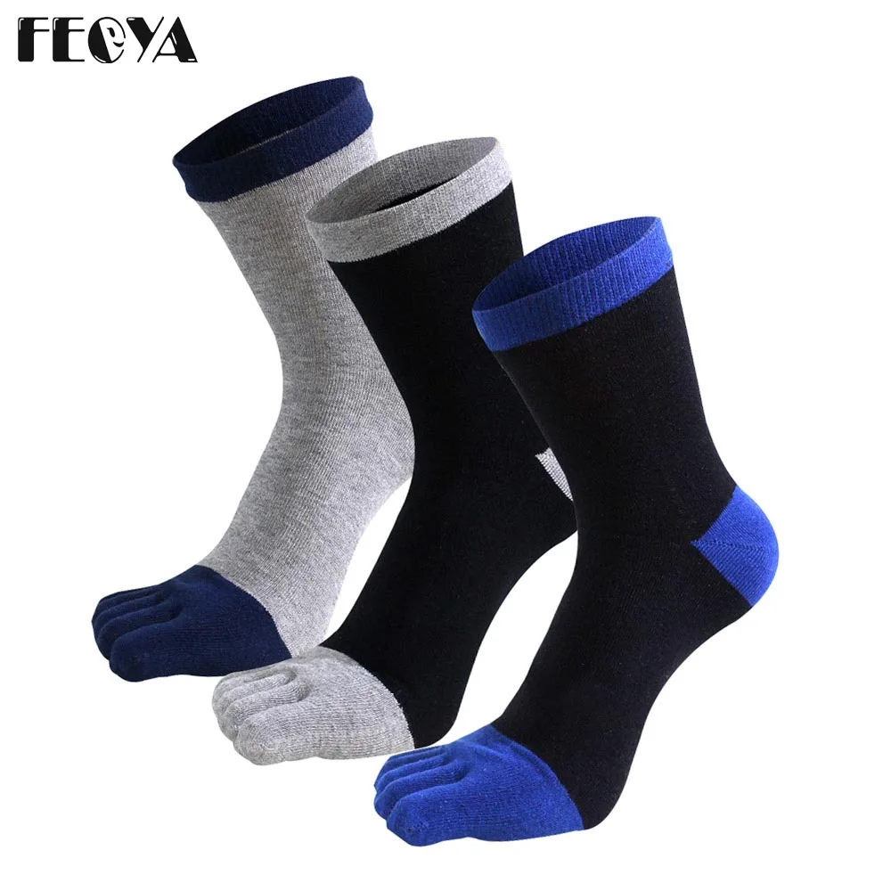 3 пар/лот высококачественные мужские носки с пятью пальцами хлопковые теплые