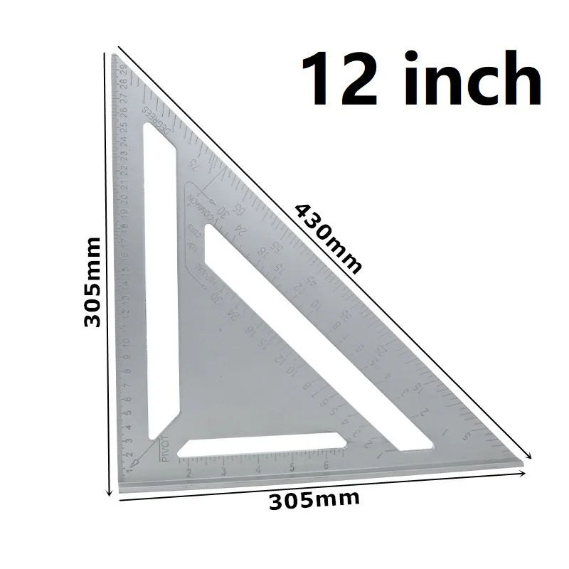 

12 inches Metric Triangular Ruler Aluminum Alloy Measuring Ruler Woodworking Speed Try Square Carpenter's Layout Tool Household