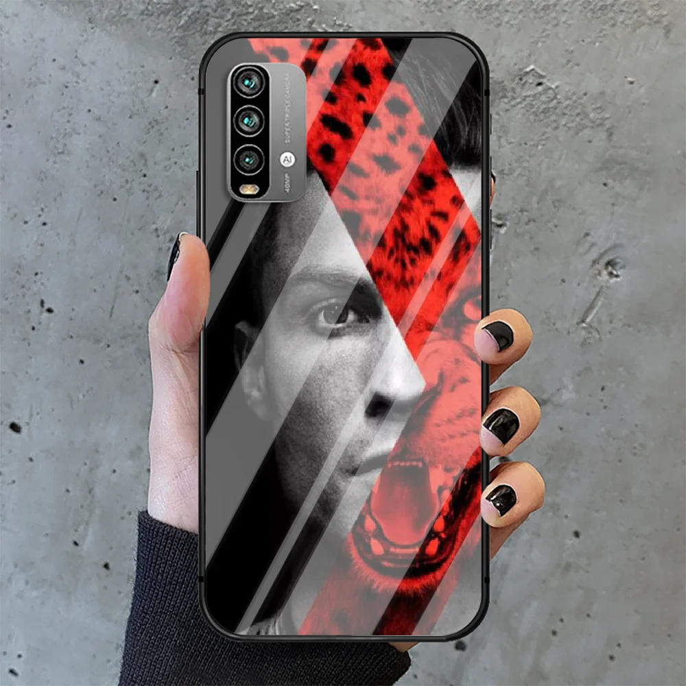 

Ronaldo CR7 Phone Tempered Glass Case Cover For Xiaomi Redmi note k 7 8 9 10 30 40 A C T S Pro Shell Black Etui