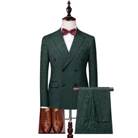 3piece double breasted suit men 2022 luxury brand mens suit suit high quality tuxedo flower print mens suit prom stage costume