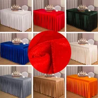10pcs Don't need Iron Rectangular Pleuche Skirt Table Cloth  Velour Table Cover For Wedding Party Banquet Tablecloth No wrinkles