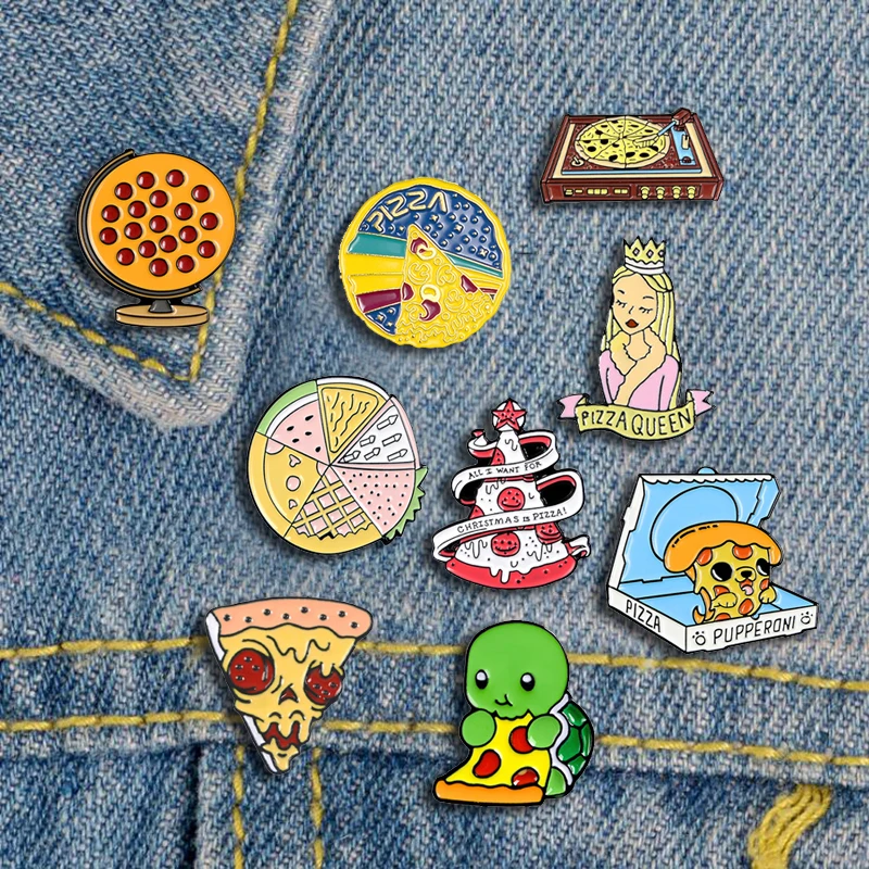 Пицца Рождественская елка металлическая эмалированная брошь мультфильм НЛО