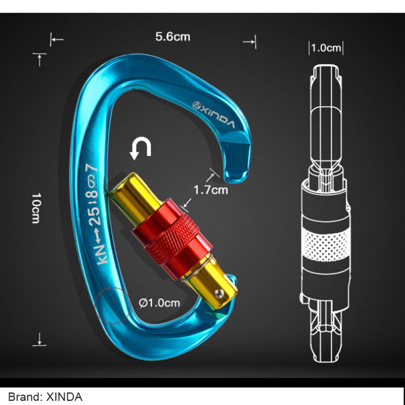 

Climbing Carabiner Camping Climbing Accessories 25 KN Safety Master Screw Lock Buckle Aluminum Alloy Outdoor Travel Equipment