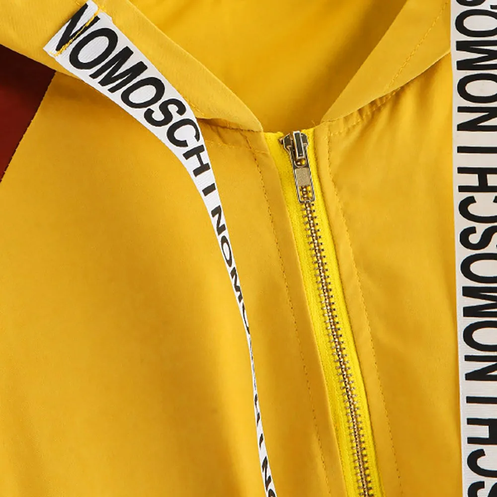 

Outerwear & Coats Jackets Long Sleeve Patchwork Pocket Skinsuits Hooded Zipper Pockets Sport coats and jackets women 2019 9.6