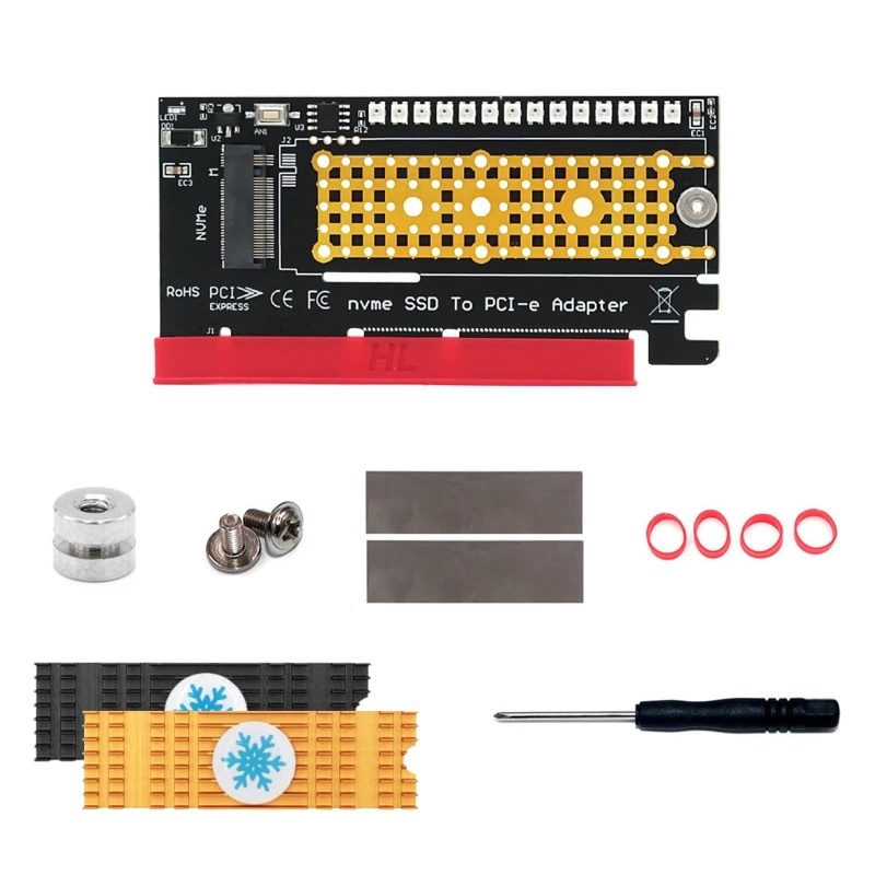

NVME M.2 SSD to PClE Expansion Card Desktop PCI Express X4 Adapter Card M Key Interface with Marquee LED Heat Sink