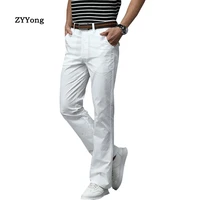 2020 mens business casual fiared pants slim fit thin white trousers male korean version of the big pants wide leg pants black