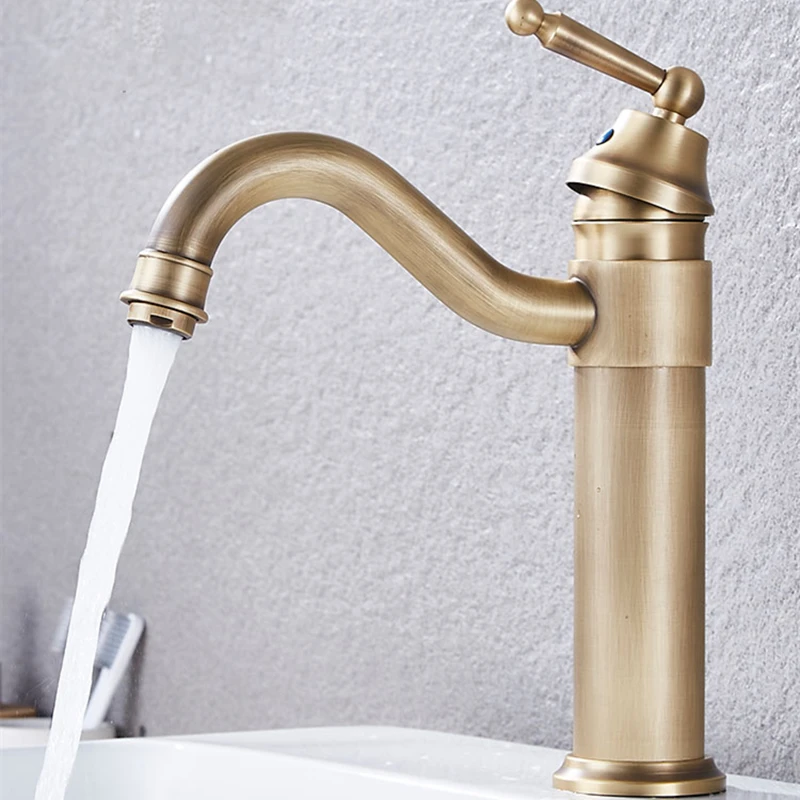 Смесители для умывальника античный медный кран раковины с одним гнущимся