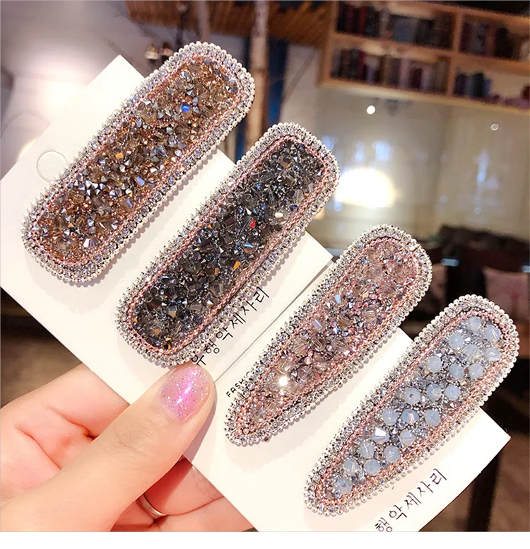 

1PC Square Waterdrop Bling Crystal Hairpins Headwear for Women Girls Rhinestone Hair Clips Pins Barrette Accessories