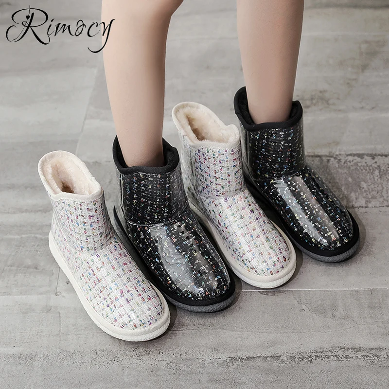 Rimocy/2019 г. модные женские зимние ботинки черного цвета Удобная теплая обувь на