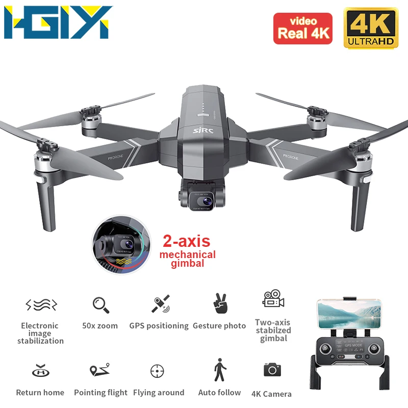 SJRC F11 4K PRO Drone GPS 5G WI FI 2 Ось Gimbal двойной Камера 1500 м Управление расстояние