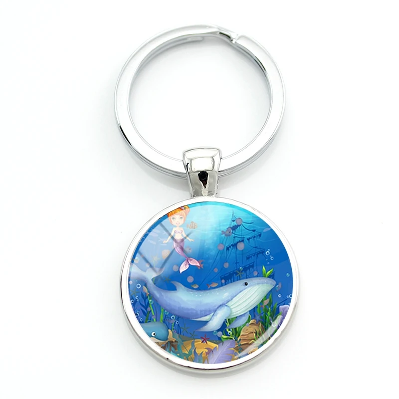 

TAFREE Cute Dolphin Pictures Key Chains Sea Mammal 25mm Galss Cabochon Keyrings Kids Cartoon Gifts Trendy Jewelrys