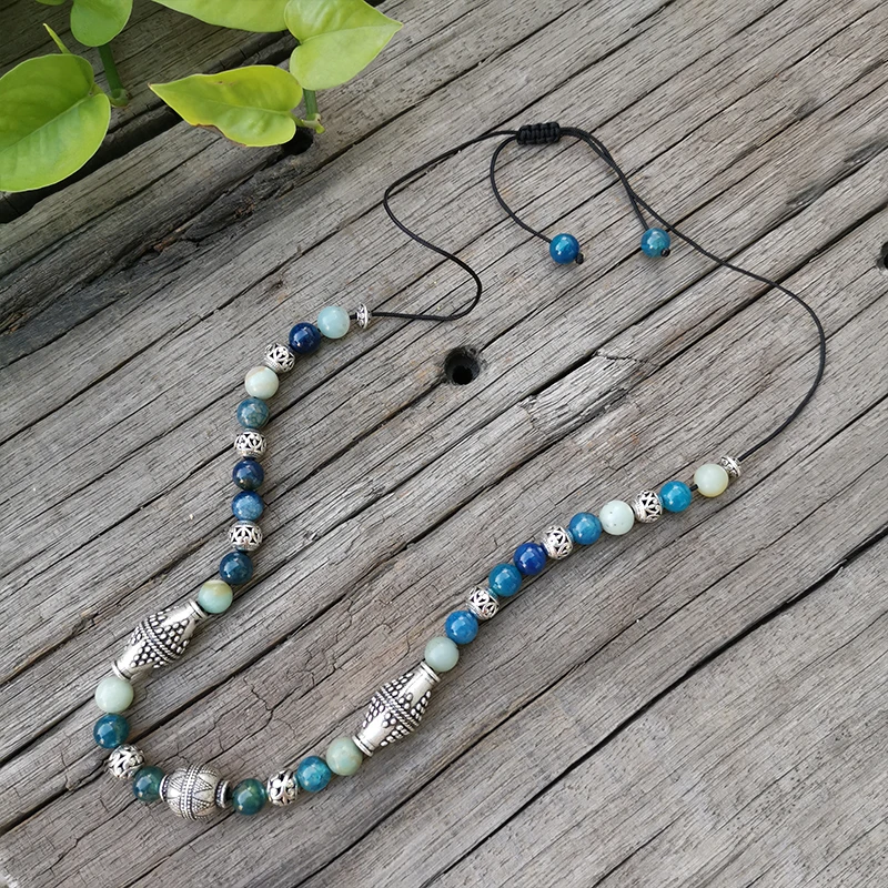 Этнические Каменные Бусы синий оникс Амазонит керамические бусины уникальные