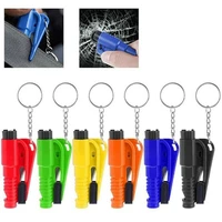 mini safety hammer auto window glass breaker hammer keyring seat belt cutter 3 in 1 function auto life saving escape tools