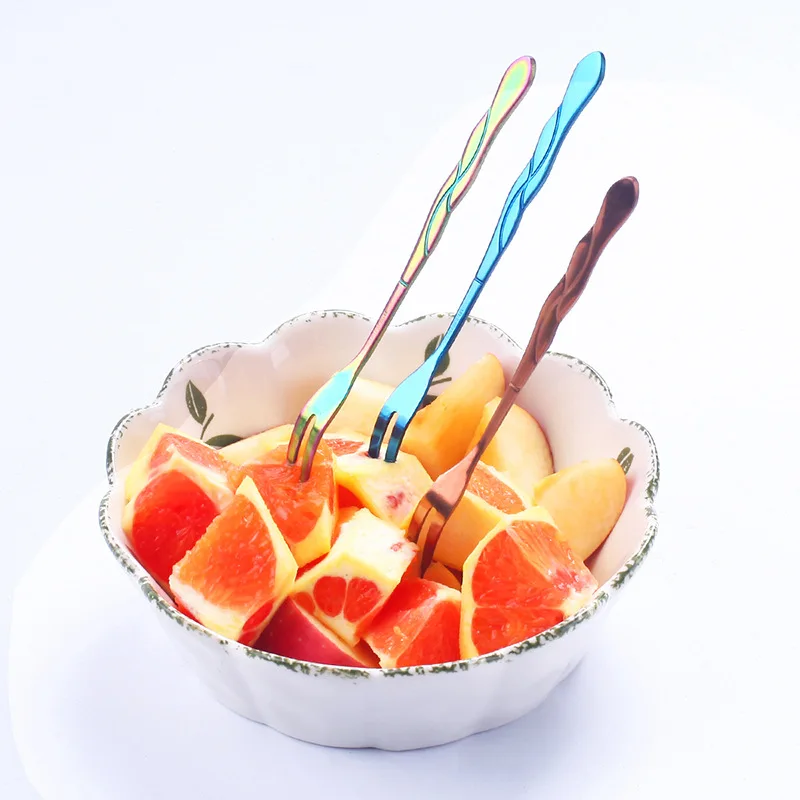 

Northern European-Style Stainless Steel Fruit Fork Set 304 Stainless Steel Small Fork Household European Style Block Fruit Fork