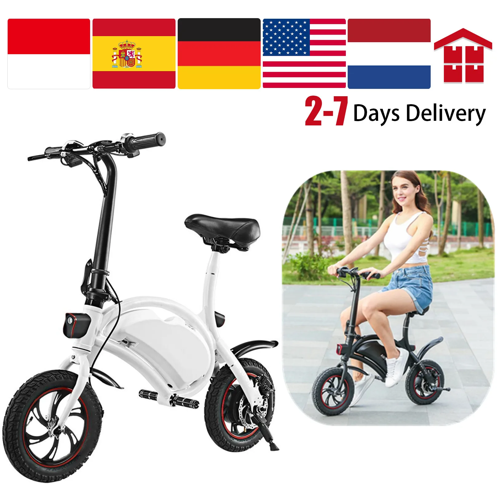 500W 48V City Ebike Commuter Folding Electric Bike Portable 