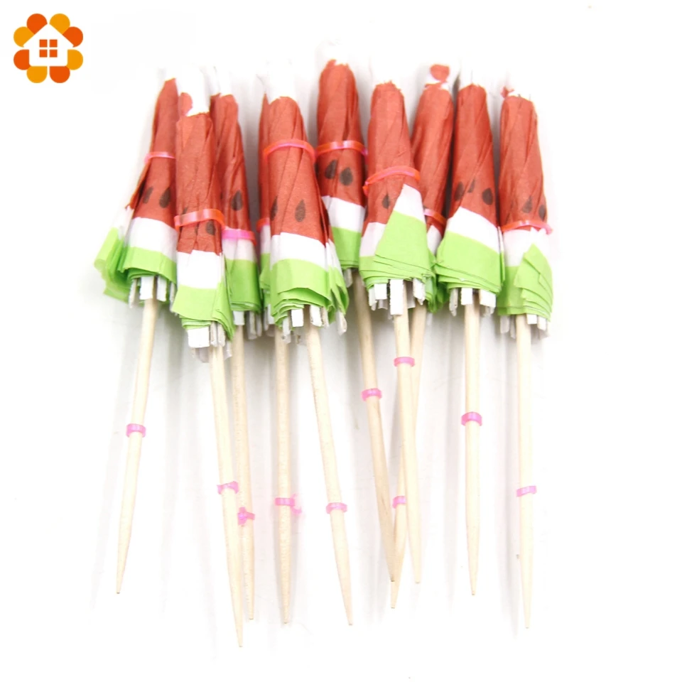 Новинка! 50 шт. Зонт с арбузами для тортов Коктейльные зонтики пики напитков