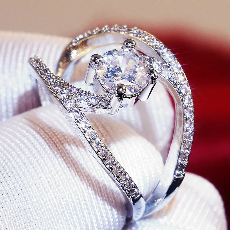 Huitan Мода классический микро паве Для женщин миди кольца творческая личность