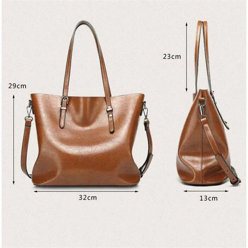 

Valenkuci Women Shoulder Bag Fashion Women Handbags Oil Wax Leather Tote Bag Casual Pu Leather Women Messenger Bags Female Totes