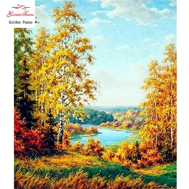Diamond Painting Full Square Diamond Mosaic Landscape Diamond Embroidery Autumn Scenery