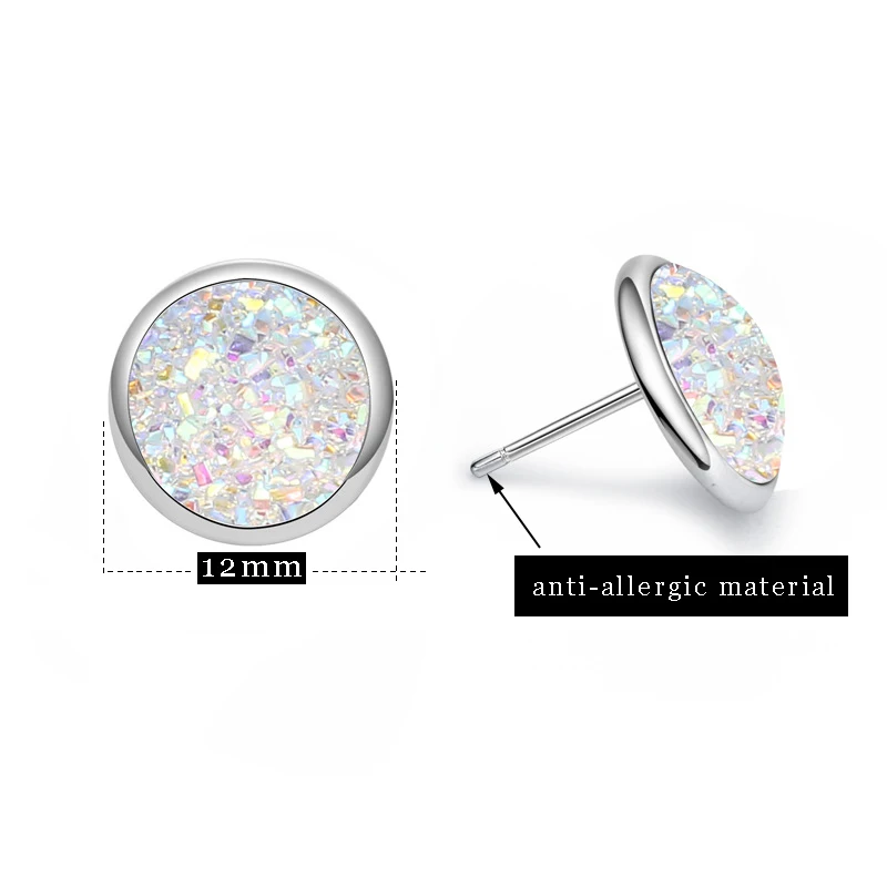 

CHYVENEE Fashion Drusy Rhinestone Earrings Set for Women 2020 Korean Small Round Piercing Stud Earrings Modern Women's Jewelry