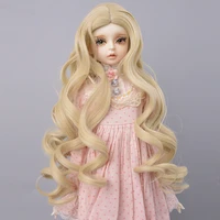 muziwig doll accessories 13 14 bjd doll wig long curly hair natural color heat resistant fiber wavy wig for girl diy bjd doll