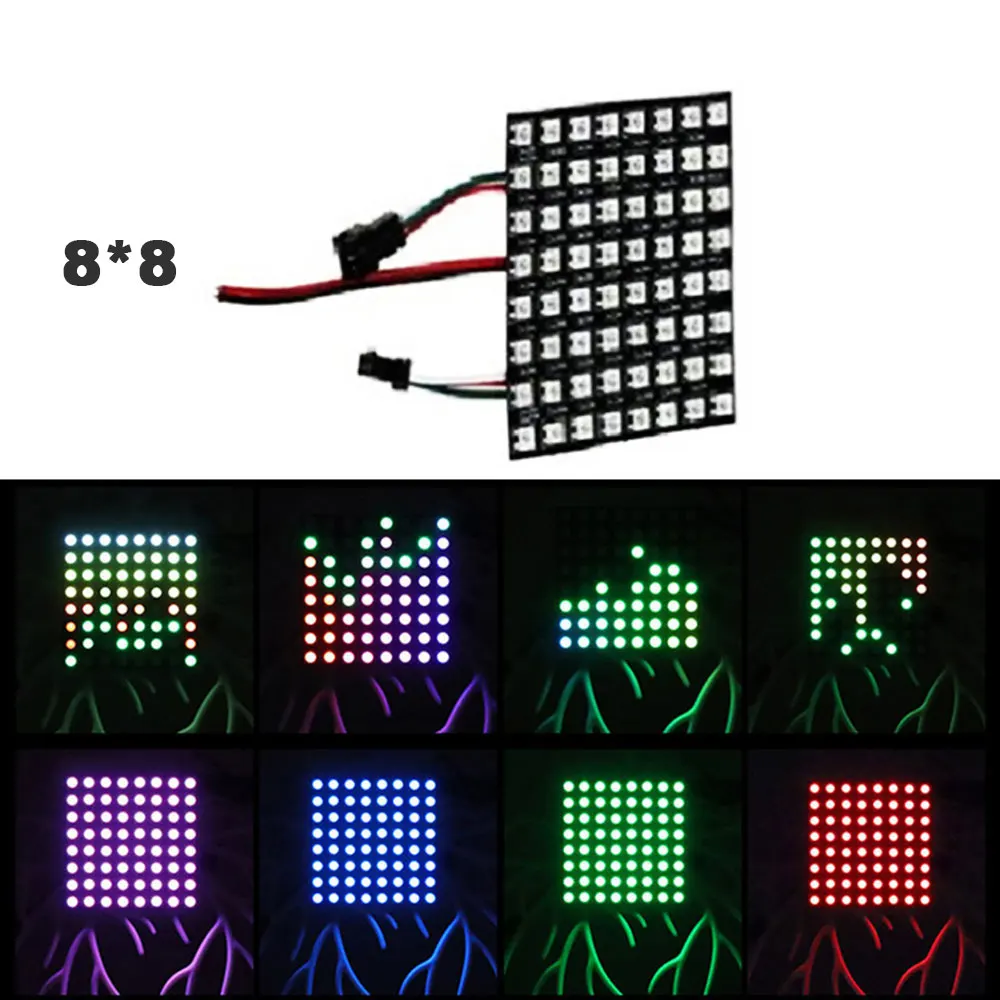 DC5V WS2812B Led DigitaI PaneI матрица FIexibIe экран 5050 RGB индивидуальный адрес 8*8 64led 16*16/8*32 256led