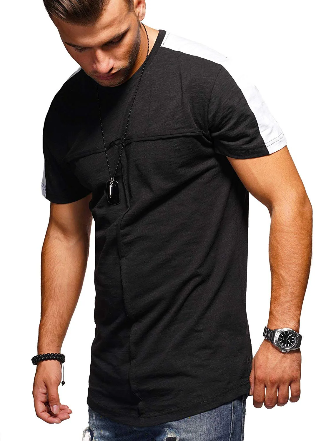 

and America in summer of 2021 large men's T-shirt with color matching and personalized fashion short sleeves for boys