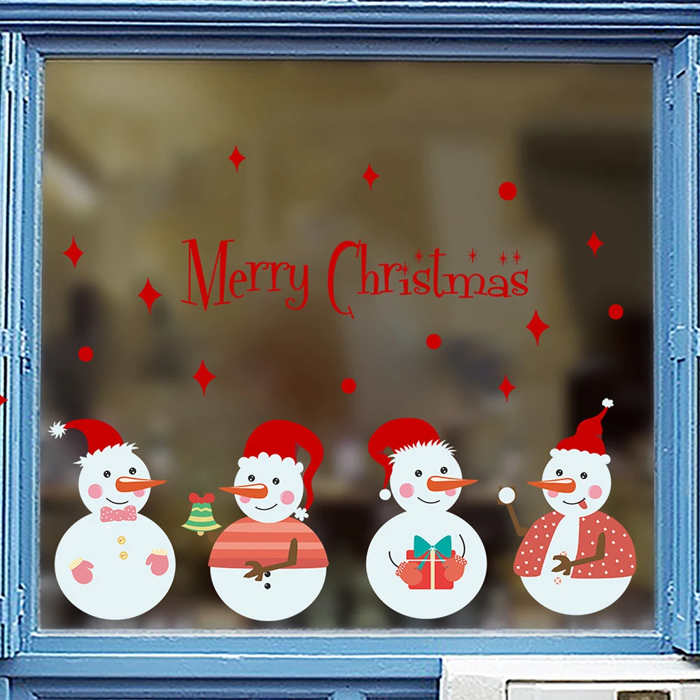 Рождественский фон для окна дивана украшение магазина настенные наклейки