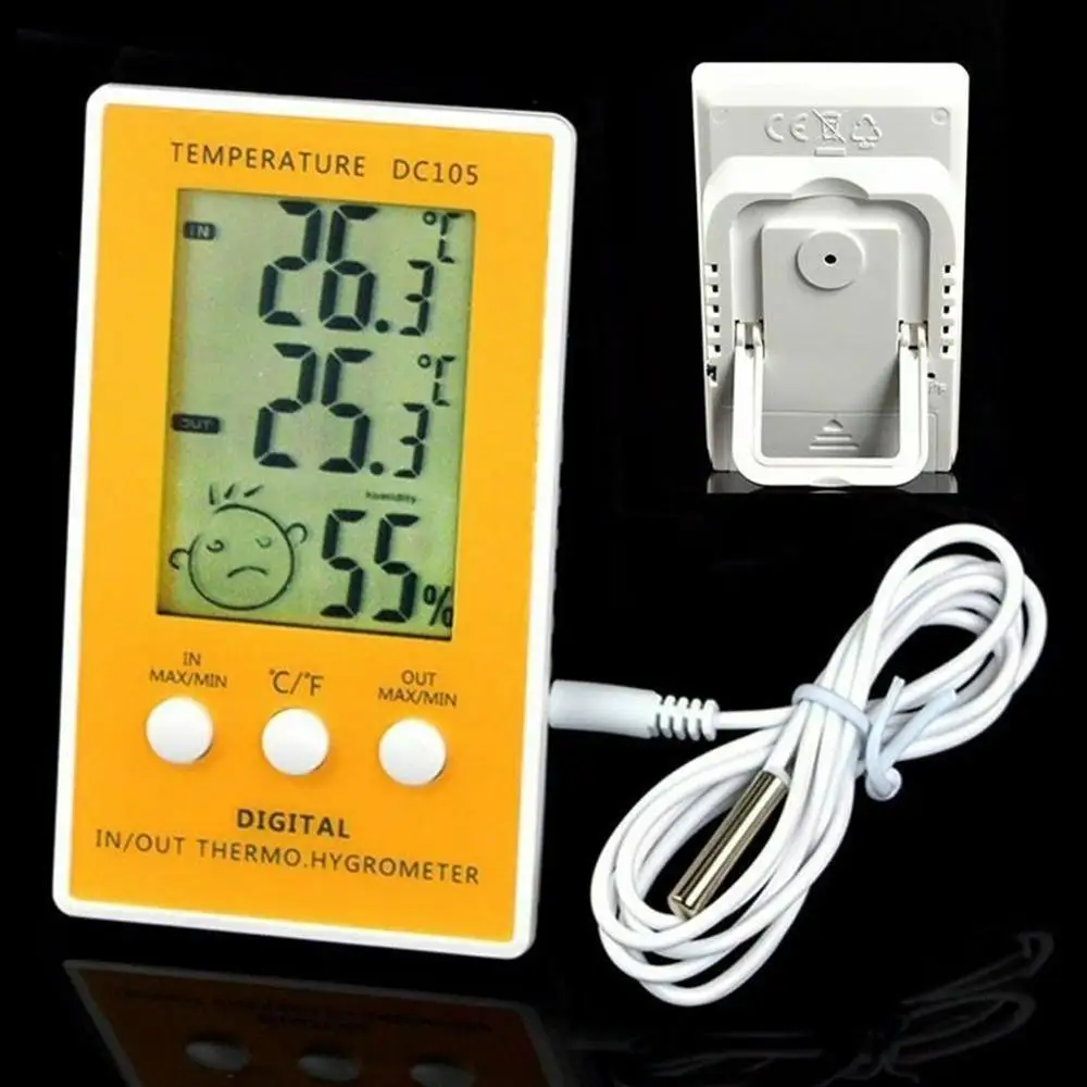 

LCD Digital Hygrometer Thermometer Indoor Outdoor Humidity Temperature Monitor Gauge with Sensor Probe for Home Office
