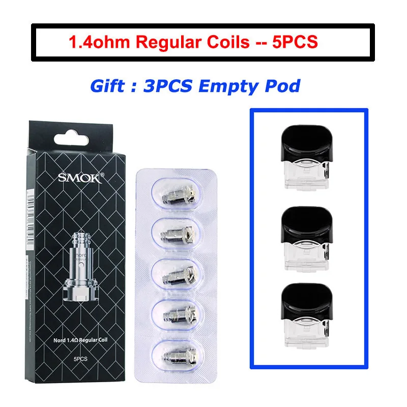 5PC Regular Coils SMOK Nord Pod Vape 1100 мАч батарея 3 мл Pod система обычная сетка катушка электронная сигарета комплект испаритель VS SMOK NOVO Minifit комплект - Цвет: 5PC Regular Coils